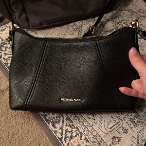 Michael Kors Black Crossbody Bag with Gold Accents